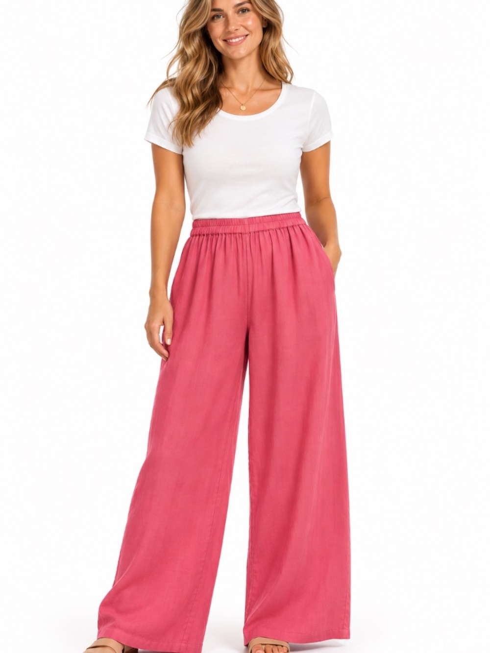 April Cornell wide leg cotton pants XL pull on elastic waist holiday vacation
